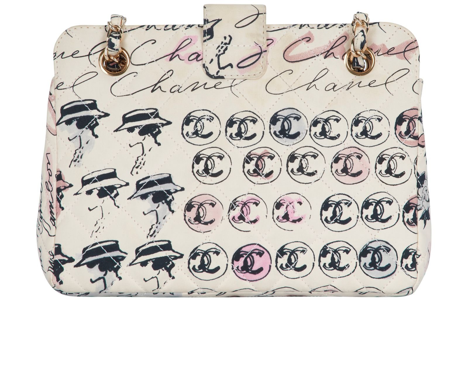 CC Coco Graffiti Cambon Shoulder Bag, &pound;1,500, Handbags, Cream/Pink, Fabric, Back view